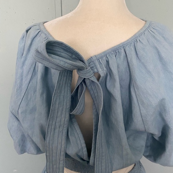 Love The Label Anthropologie Blue Denim Chambray nightgown cutout dress - Picture 8 of 14